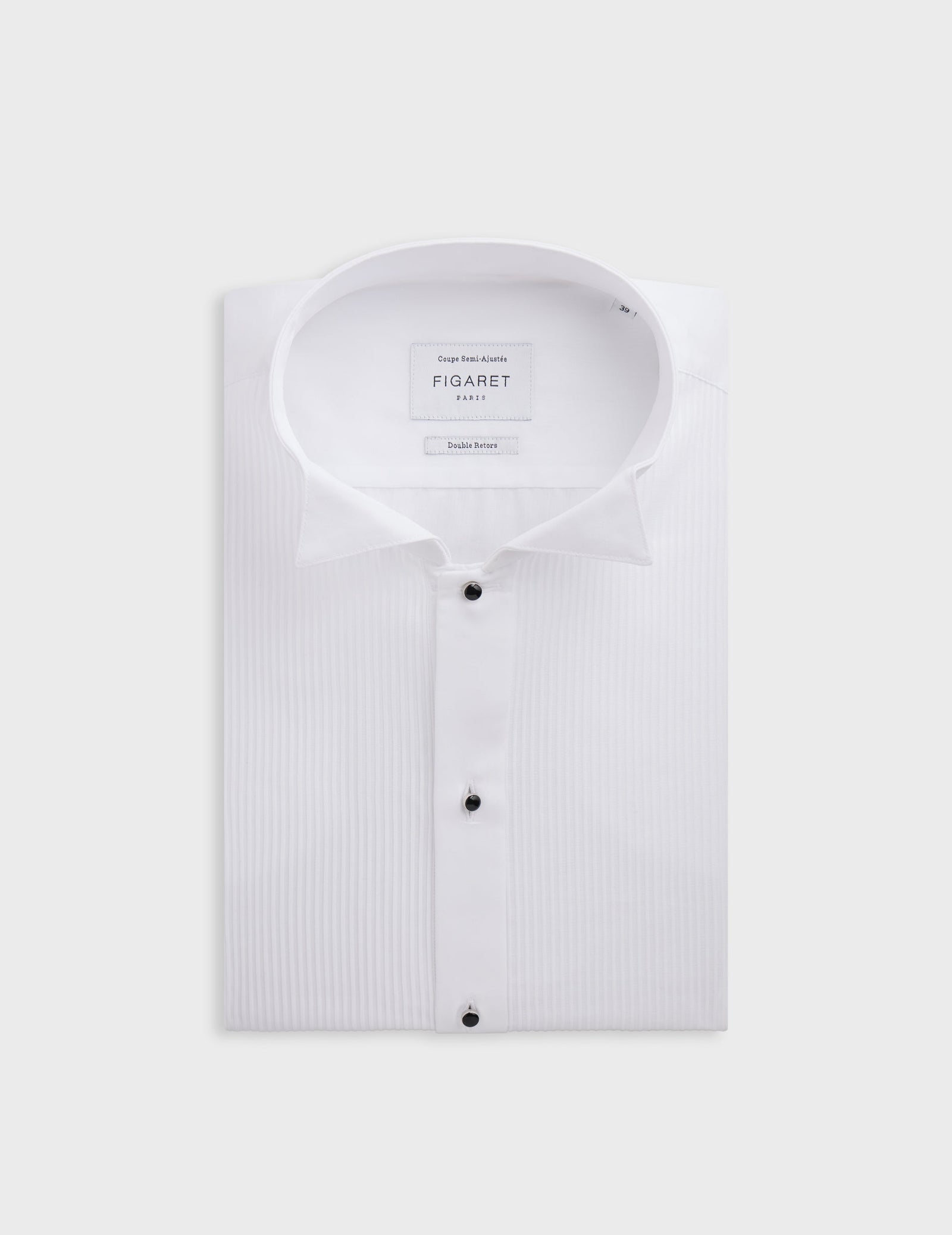 Semi-Fitted white bib shirt