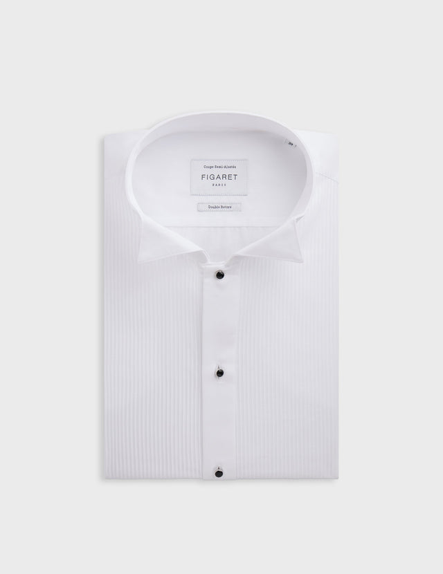 Semi-Fitted white bib shirt