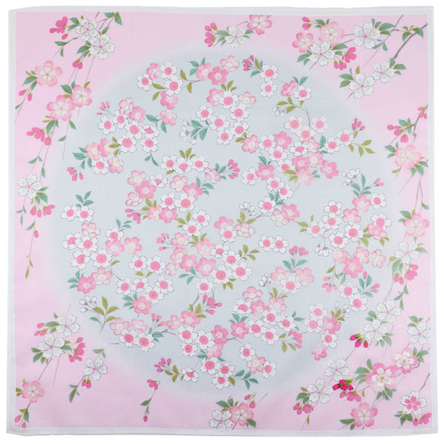 Kimono Motif Cotton Handkerchief - Pink / Blue