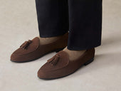 Sagan Rubber Tassel Loafers In Deep Asteria Suede