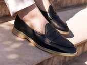 Stride Penny Loafers In Moorland Calf With Natural Sole