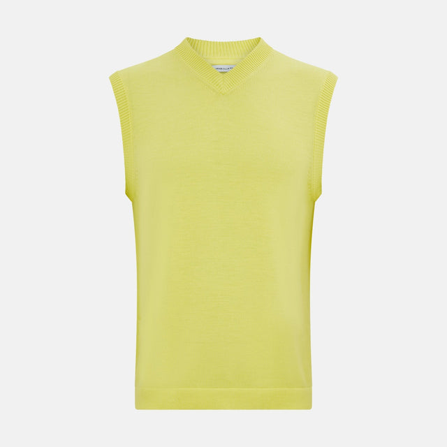 Bright Yellow Fine Merino V-Neck Vest