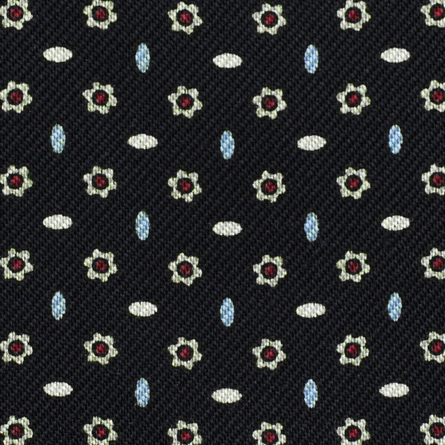 Floral Printed Silk Bespoke Tie - Black
