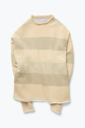 Rolled Edge Sweater (Sand Striped Cashmere)