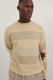 Rolled Edge Sweater Striped Cashmere