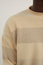 Rolled Edge Sweater Striped Cashmere