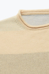 Rolled Edge Sweater Striped Cashmere