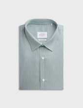 Fitted green striped easy-iron shirt