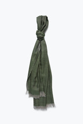 Reverse Pin Dot Scarf Green Cashmere Silk