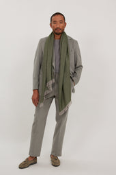 Reverse Pin Dot Scarf Green Cashmere Silk