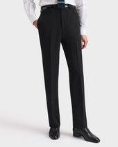 PANTALON DROIT TAILLE HAUTE EN DOESKIN DE LAINE - NOIR