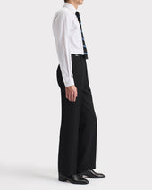 Pantalon Droit Taille Haute En Doeskin De Laine Noir