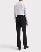 Pantalon Droit Taille Haute En Doeskin De Laine Noir