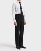 Pantalon Droit Taille Haute En Doeskin De Laine Noir