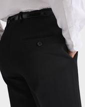 Pantalon Droit Taille Haute En Doeskin De Laine Noir