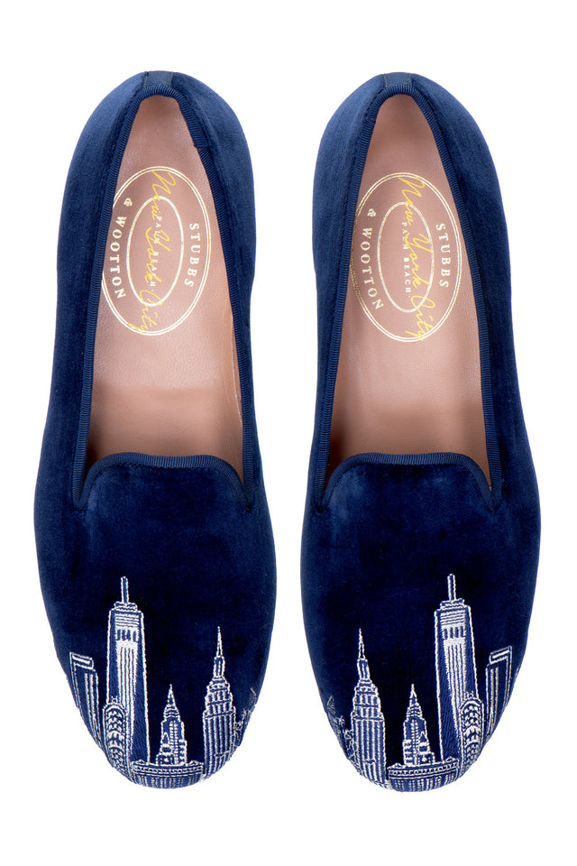 Skyline Navy Velvet Slipper (Men)