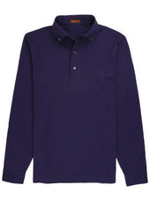 Long Sleeve Dark Blue Polo Shirt - Davis Fit (Slim)