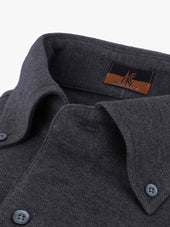 Long Sleeve Dark Grey Polo Shirt - Davis Fit (Slim)