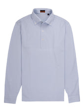 Long Sleeve Light Blue Polo Shirt - Davis Fit (Slim)