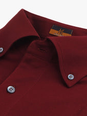 Long Sleeve Burgundy Polo Shirt - Davis Fit (Slim)