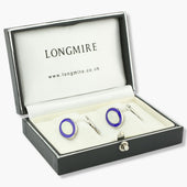 Longmire Sterling Double Oval White Enamel Cufflinks