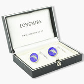 Longmire Sterling Fish Motif Enamel Cufflinks