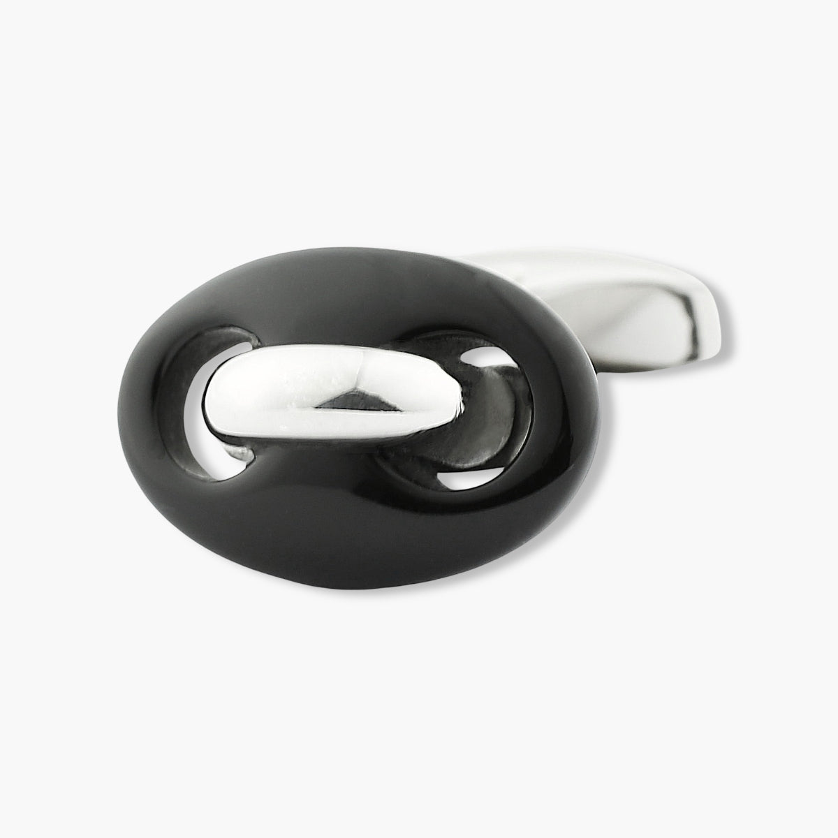 Longmire Sterling Oval Onyx Button Cufflinks