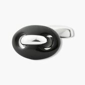Longmire Sterling Silver Oval Onyx Button Cufflinks