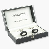 Longmire Sterling Oval Onyx Button Cufflinks