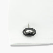 Longmire Sterling Oval Onyx Button Cufflinks