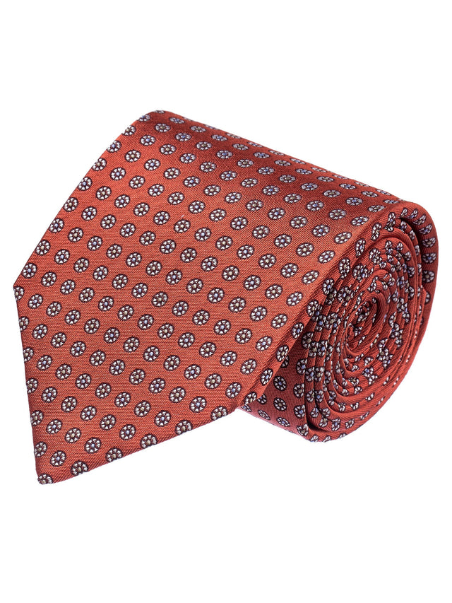 ISAIA Orange Floral Dot Tie