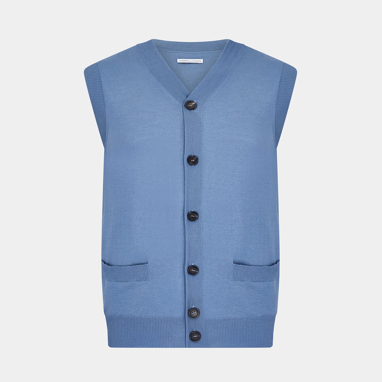 Pale Merino V Neck Sleeveless Cardigan