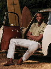 Italian Slub Linen S S Full Placket Polo