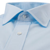 Classic Fit Plain Poplin Double Cuff Bank Collar Shirt In