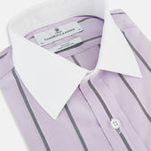 Lilac Track Stripe Shirt With Contrast T A Collar And Cuffs