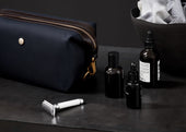 M/S Washbag – Navy/Dark Brown