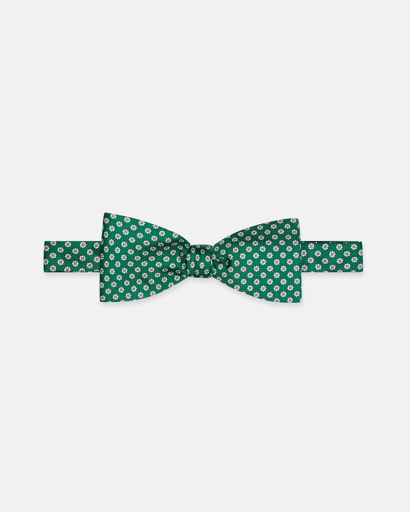 Made In Uk Green Printed Foulard Silk Bow Tie