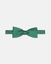 Made In Uk Green Printed Foulard Silk Bow Tie