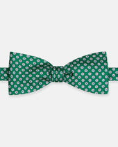 Made In Uk Green Printed Foulard Silk Bow Tie