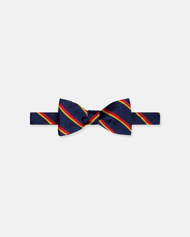 Made In Uk Red Yellow Regimental Silk Repp Bow Tie