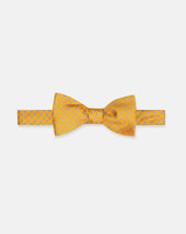 Made In Uk Gold Printed Foulard Silk Bow Tie