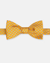 Made In Uk Gold Printed Foulard Silk Bow Tie