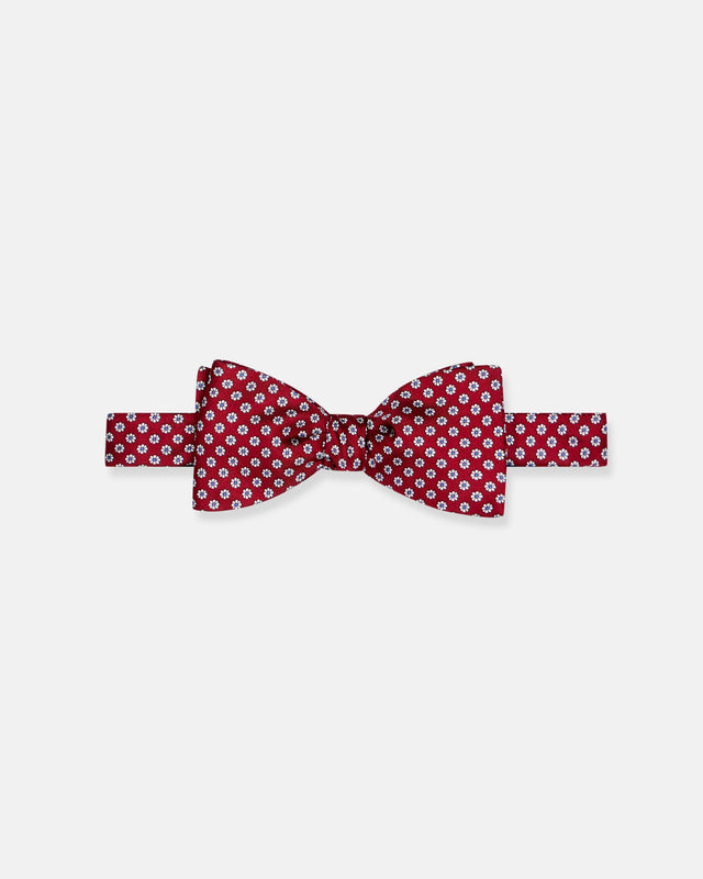 Made In Uk Red Printed Foulard Silk Bow Tie