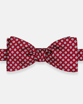 Made In Uk Red Printed Foulard Silk Bow Tie