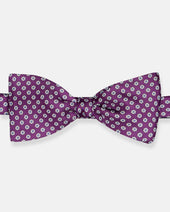 Made In Uk Purple Printed Foulard Silk Bow Tie