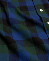 Green Plaid Cotton Flannel Sport Shirt Trim Fit