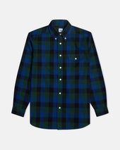 Green Plaid Cotton Flannel Sport Shirt Trim Fit