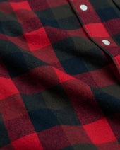 Red Plaid Cotton Flannel Sport Shirt Trim Fit