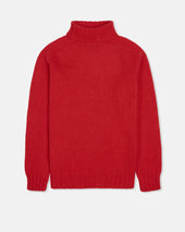 Made In Scotland Red Lambswool Turtleneck Sweater