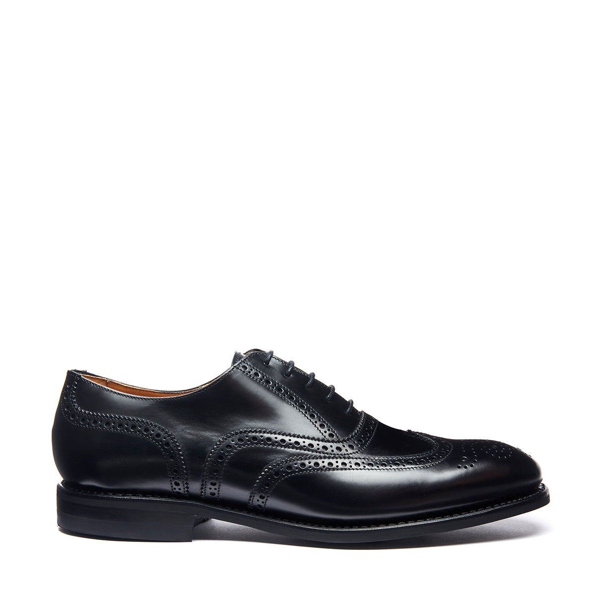 Black Hi-Shine 5 Eye Oxford Brogue Shoe